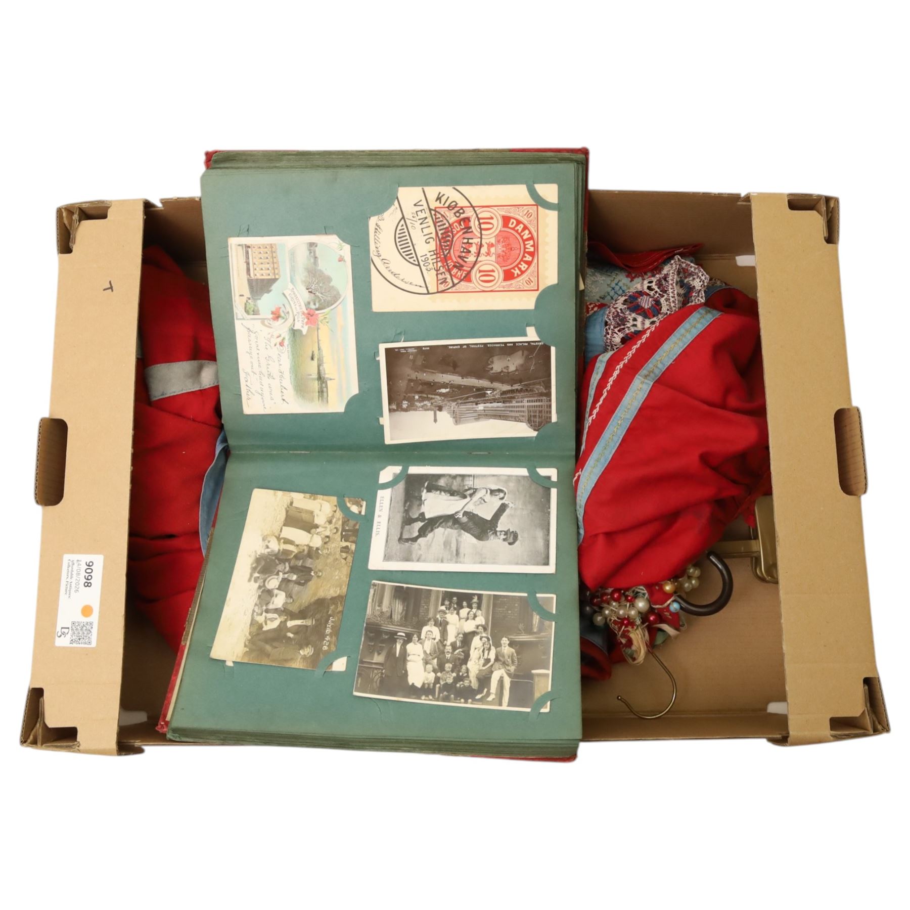 Hand-made clothing, possibly German, together with a postcard album - correspondence between Hubert and his brother Norman in Germany, pre First World War