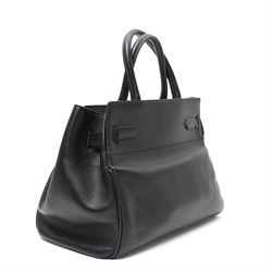 Mulberry - Belted Bayswater with Strap handbag in black Silky Calf leather, with twin rolled top handles, silver-tone hardware, belted side fastening, front zip pocket and envelope-form slip pocket, with original Mulberry product tag and dust bag
