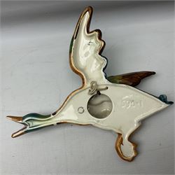 Set of five Beswick graduated wall mounting figures of flying ducks, models from 596/0 to 596/4, largest L29cm