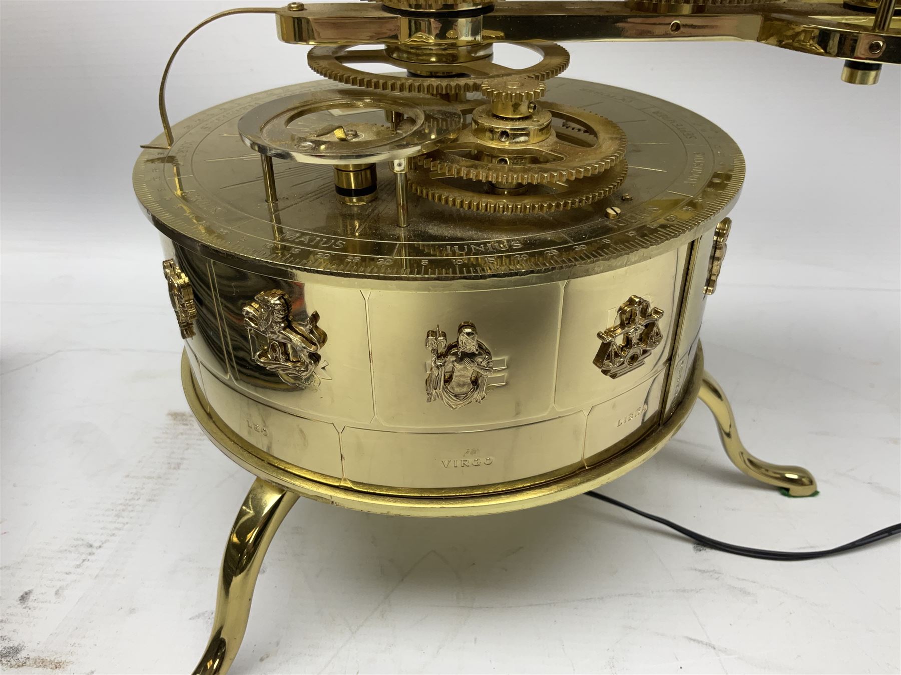 Modern kit-built brass working Tellurion, de-luxe model with astrological signs and illuminated sun H33cm; with set of fifty-two construction periodicals