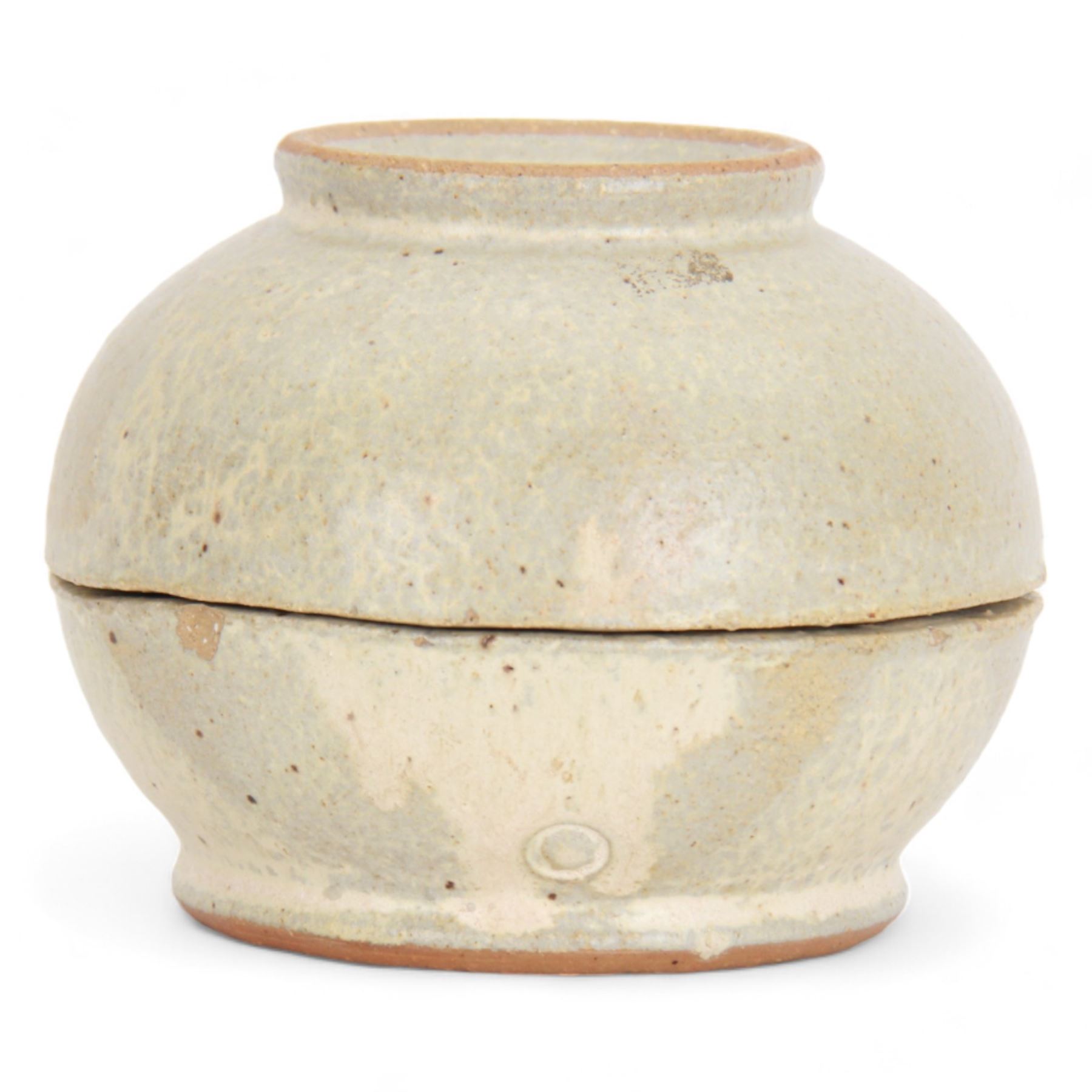 Studio pottery bowl and cover, Japanese style, with speckle glaze, with makers mark beneath G and 78