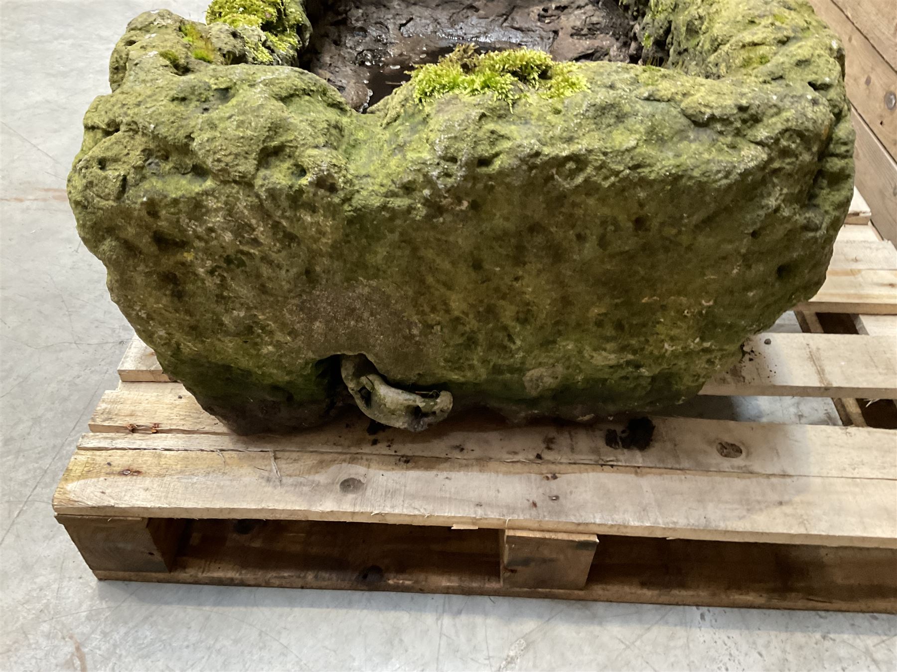 Large 19th century weathered rectangular stone trough