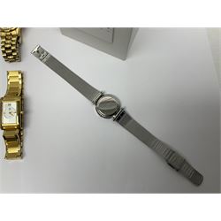 Two ladies Skagen wristwatches, to include 107SGSC and 107SGGD, both on stainless steel mesh straps, boxed, together with four other ladies wristwatches (6)