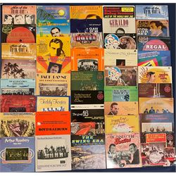 Mostly Jazz vinyl records including 'Ray McKinley Class Of 49', 'The Boyd Raeburn Orchestra Experiments In Big Band Jazz 1945', 'The Golden Age Of Felix Mendelssohn's Hawaiian Serenaders', 'Scott Wood & His Six Swingers 1935:1936' etc, approximately 70 
