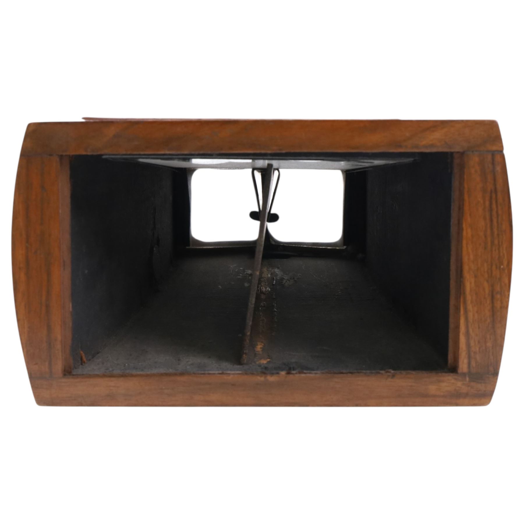 Victorian walnut stereoscope and a collection of slides, including travel, street scenes and landmarks