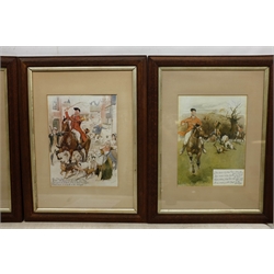  After Philip John Stephen Dadd (British 1880-1916): 'D'ye ken John Peel?', set four humorous hunting prints 32cm x 24cm  