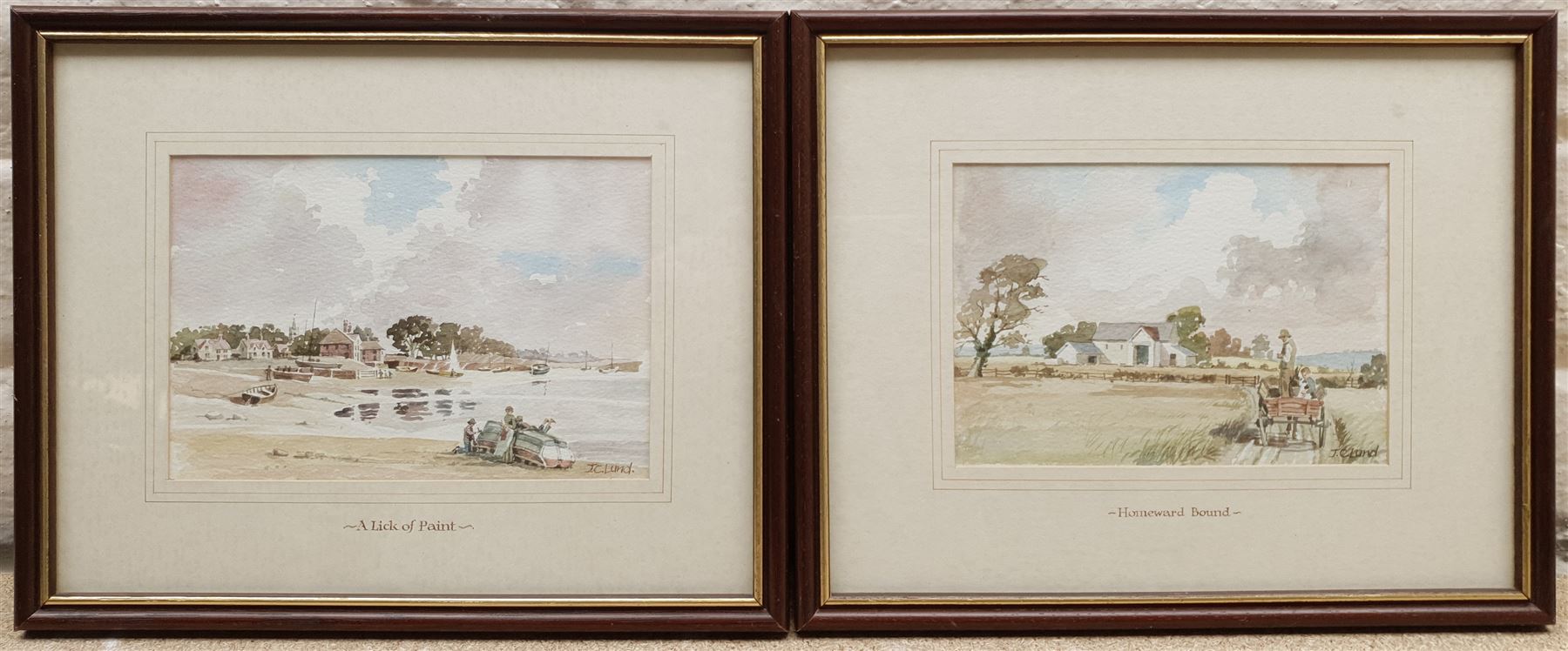 John Cecil Lund (British 1932-): 'A Lick of Paint' and 'Homeward Bound', pair watercolours signed 12cm x 17cm (2)