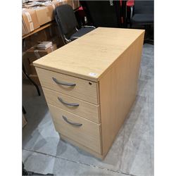 Light oak three drawer office pedestal - THIS LOT IS TO BE COLLECTED BY APPOINTMENT FROM DUGGLEBY STORAGE, GREAT HILL, EASTFIELD, SCARBOROUGH, YO11 3TX