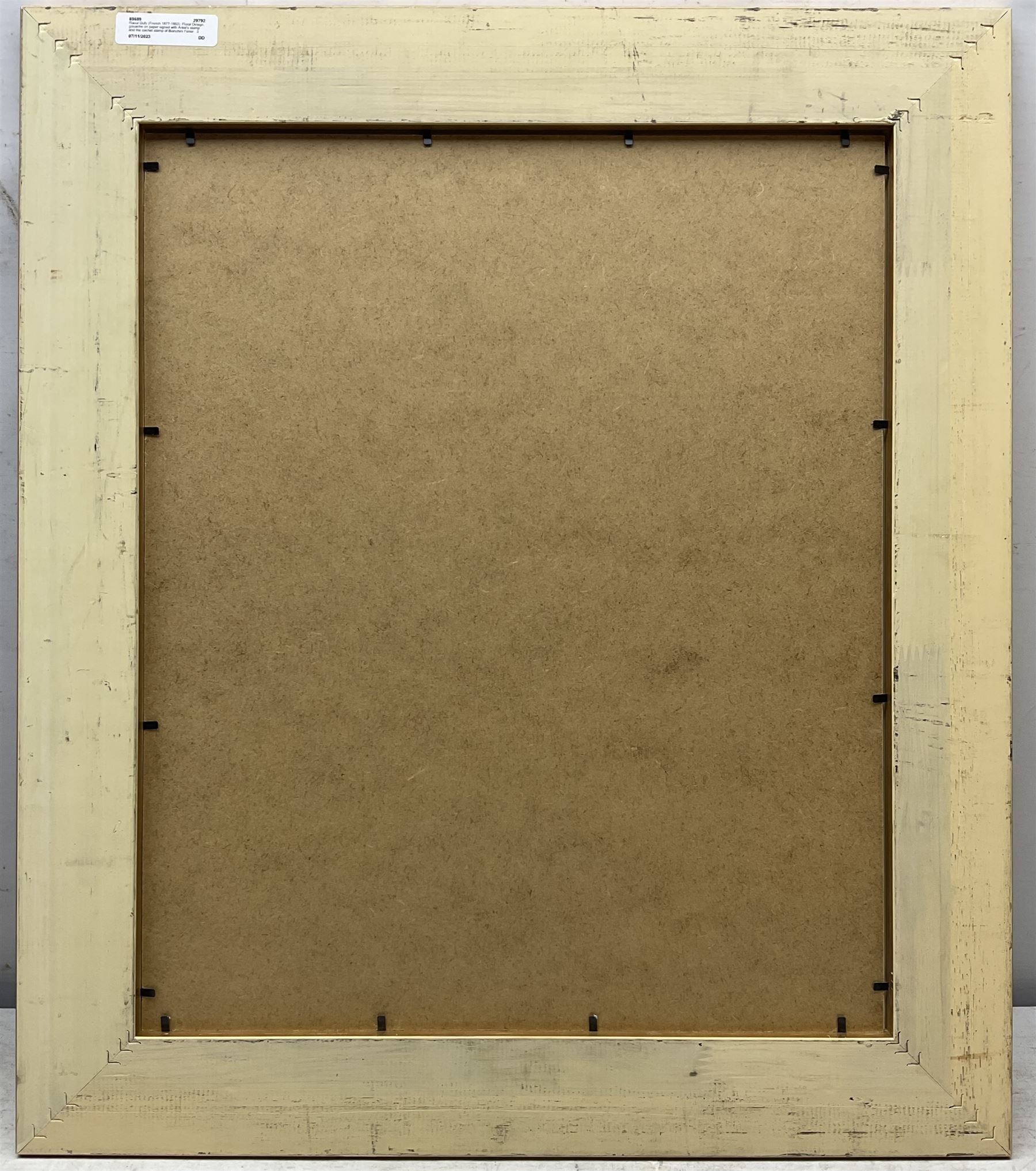 Raoul Dufy (French 1877-1953): Floral Design, gouache on paper signed with Artist's stamp and the cachet stamp of Bianchini Ferier   38cm x 30cm 
Provenance: with Leighton Fine Art; Bianchini Ferier Archive - Christie's London 16th November 2000. Notes: The silk weaving house of Bianchini Firier was founded in Lyon in 1888. In 1912 Raoul Dufy signed a contract with them and went on to produce about 4000 designs for Bianchini Firier between 1912 and 1928. After his contract came to an end Bianchini Firier continued to make fabrics for important fashion houses such as Worth, Madeleine Vionnet, Jeanne Lanvin Paquin and Patou. They produced scarves for Hermes, Jacques Fath and others and created imaginative designs for Givenchy, Balenciaga, Chanel, Dior and Yves Saint-Laurent etc.