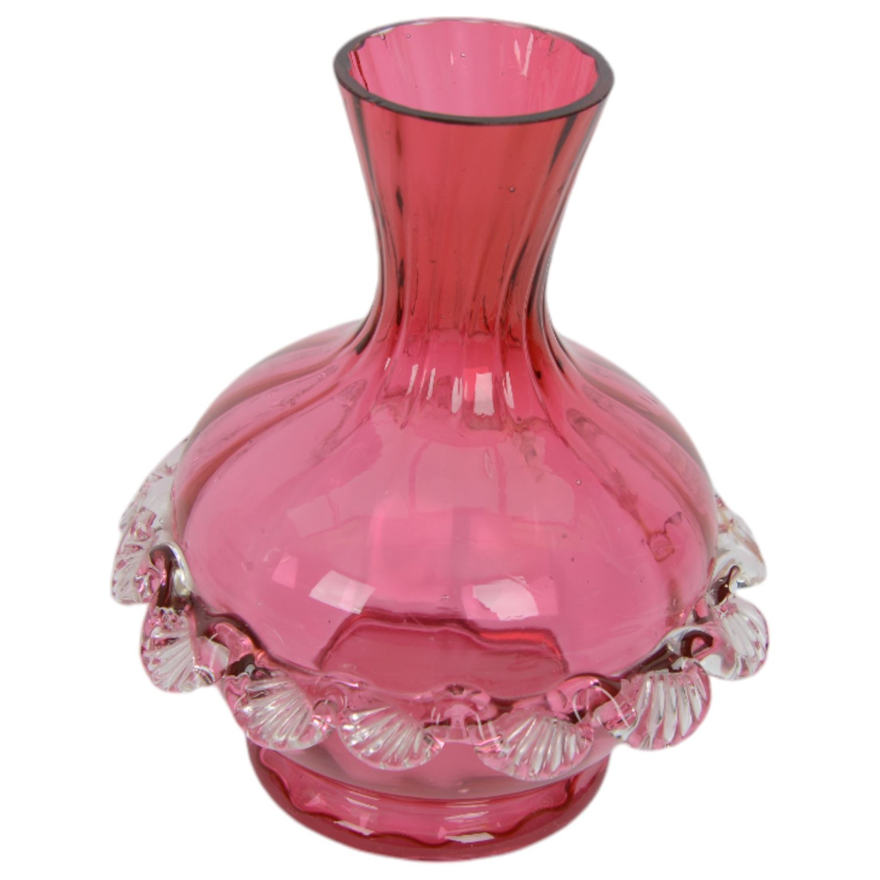 Collection of 19th century and later coloured glass, including pair of pink mottled lustre vases, orange jug with dimpled decoration, cranberry glass, etc 