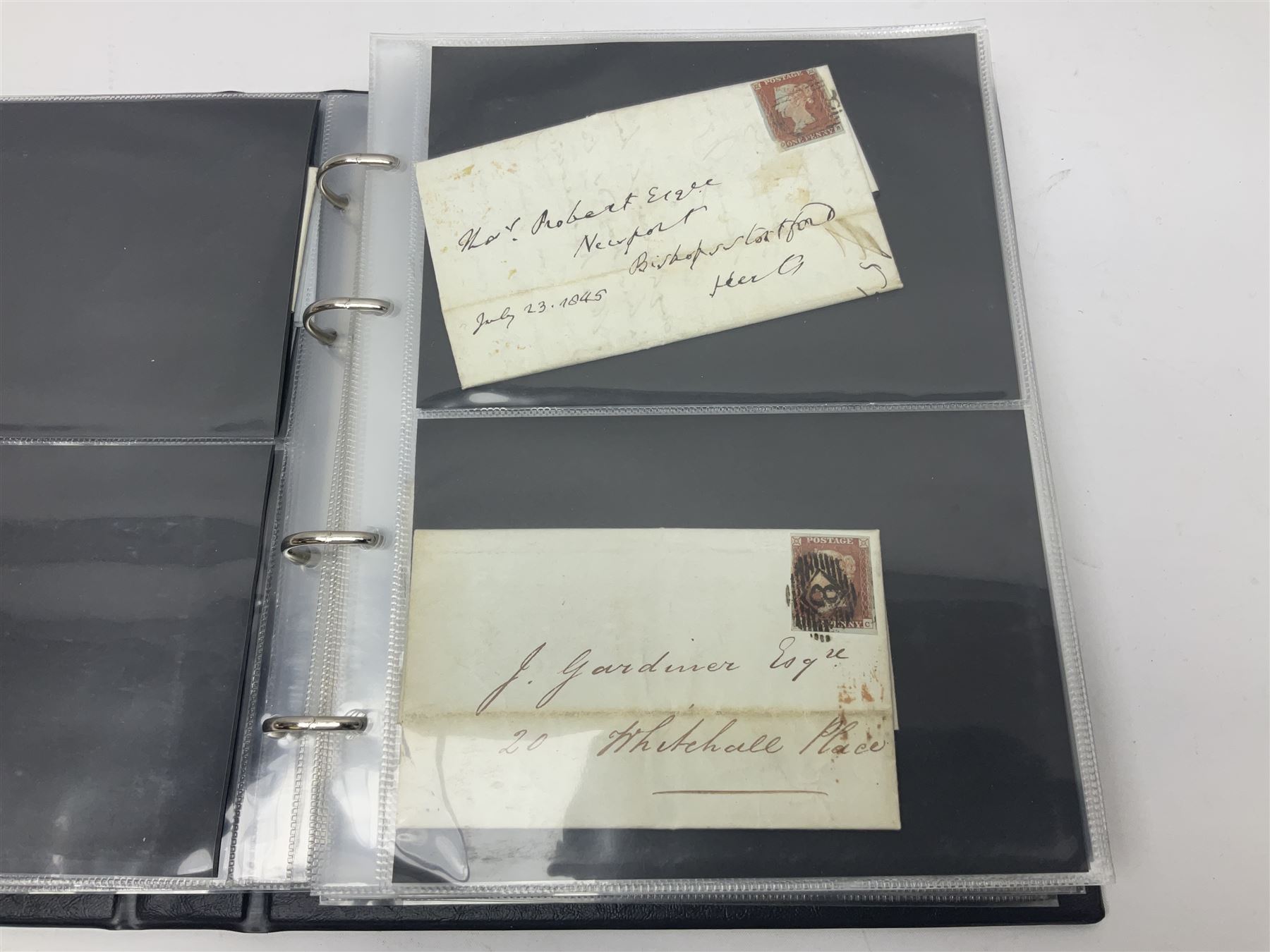 Postal history, including imperf penny reds on covers or entires, mourning cover, Cape of Good Hope overprinted postal stationary, pre-stamp items etc, housed in a ring binder folder