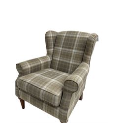 Next Home - wingback upholstered armchair, checkered fabric