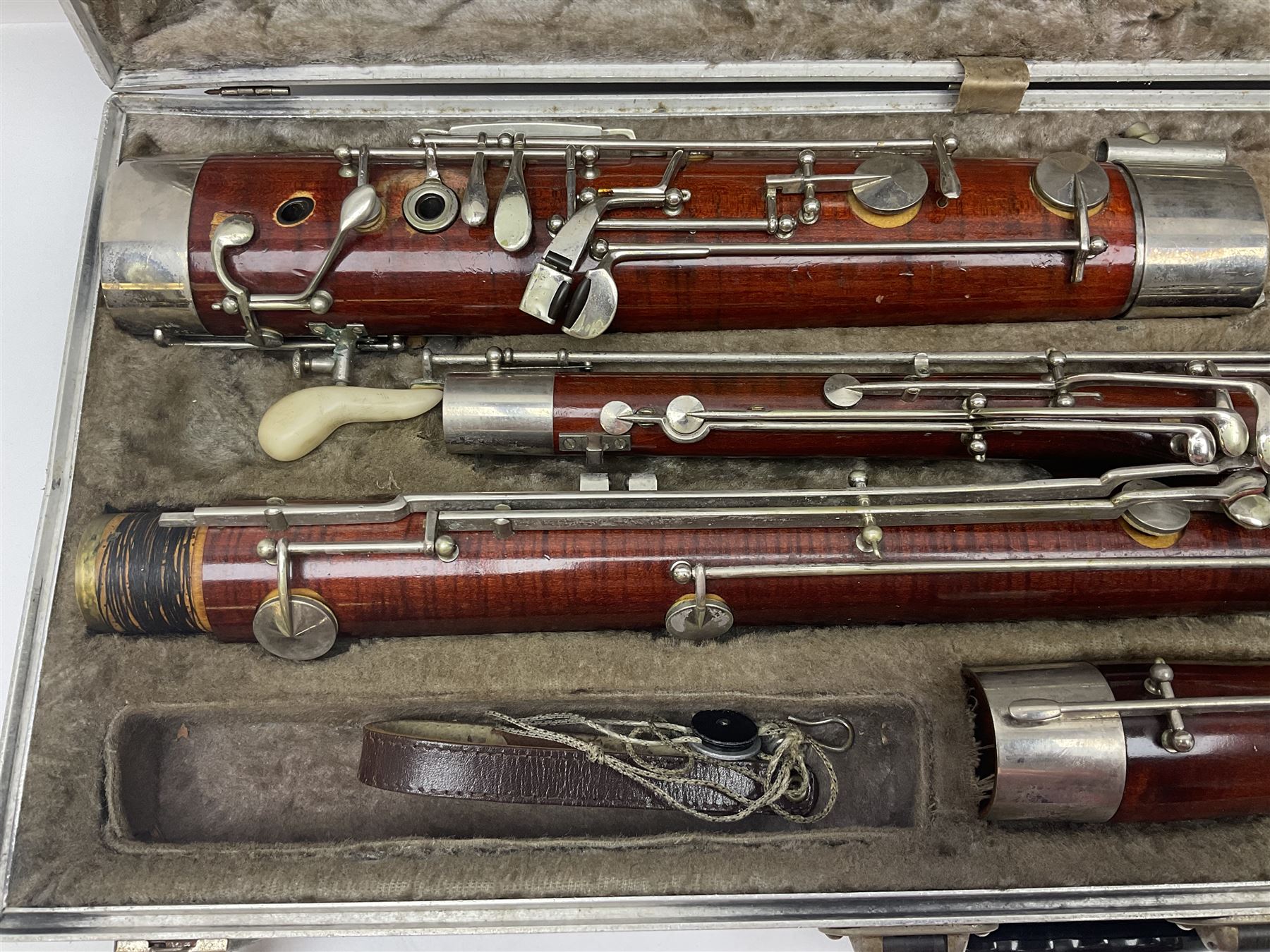 Schreiber & Sohne four-piece bassoon, serial no.9614; in fitted case with two crooks.