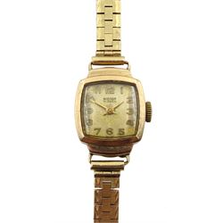 Widdop 9ct gold ladies, manual wind bracelet wristwatch, hallmarked