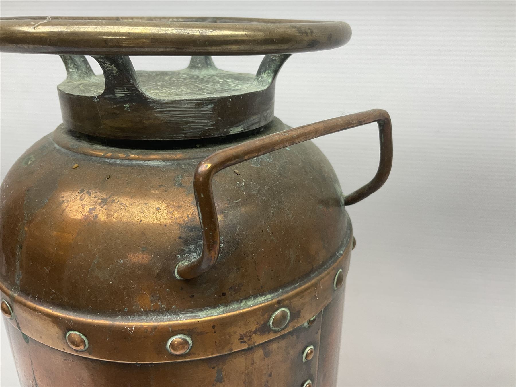 Early 20th century copper and brass Rex fire extinguisher, H55.5cm