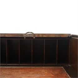 Late 18th century George III mahogany Chippendale design cylindrical roll-top desk carved profusely with geometric and foliate blind-fretwork throughout, the tambour-roll top opening to reveal pigeon holes over an inset red leather writing surface, fitted with two frieze drawers below, raised on square supports with inner chamfer terminating to brass castors, circa 1780s