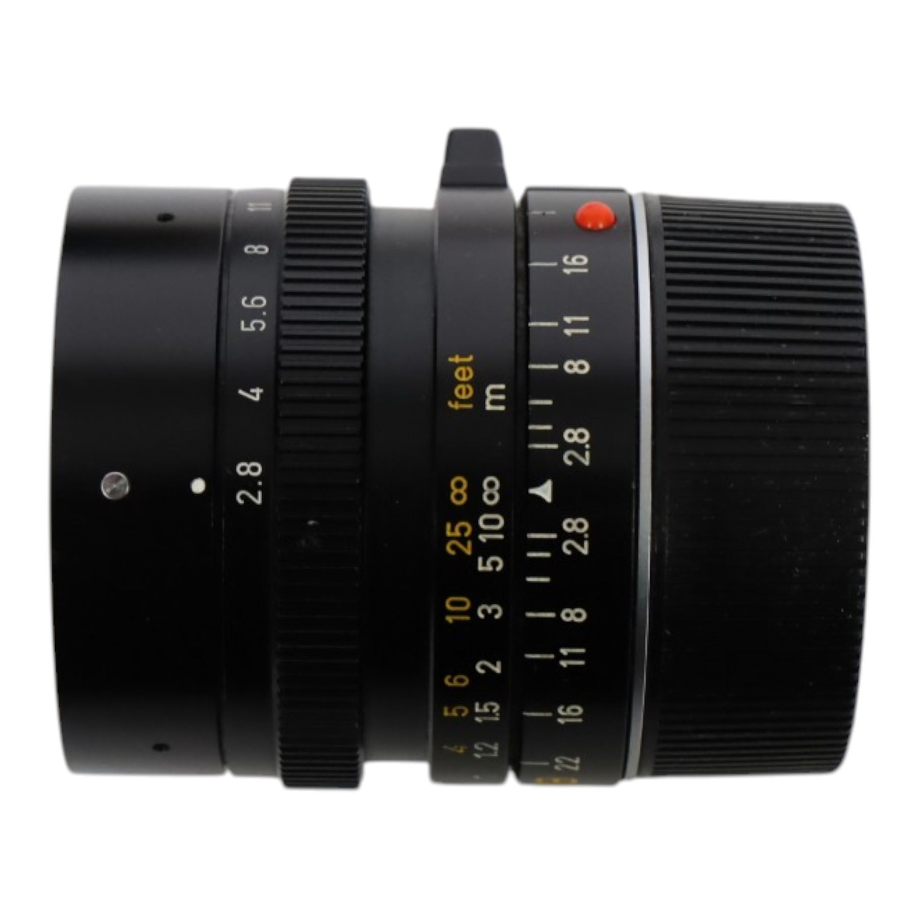 Leitz Elmarit-M 1:2.8 f=28mm lens, serial no. 3245263, in a leatherette case