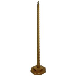 Yorkshire oak - standard lamp, tapered square stem with incised edge decoration, on stepped octagonal base with further incised decoration