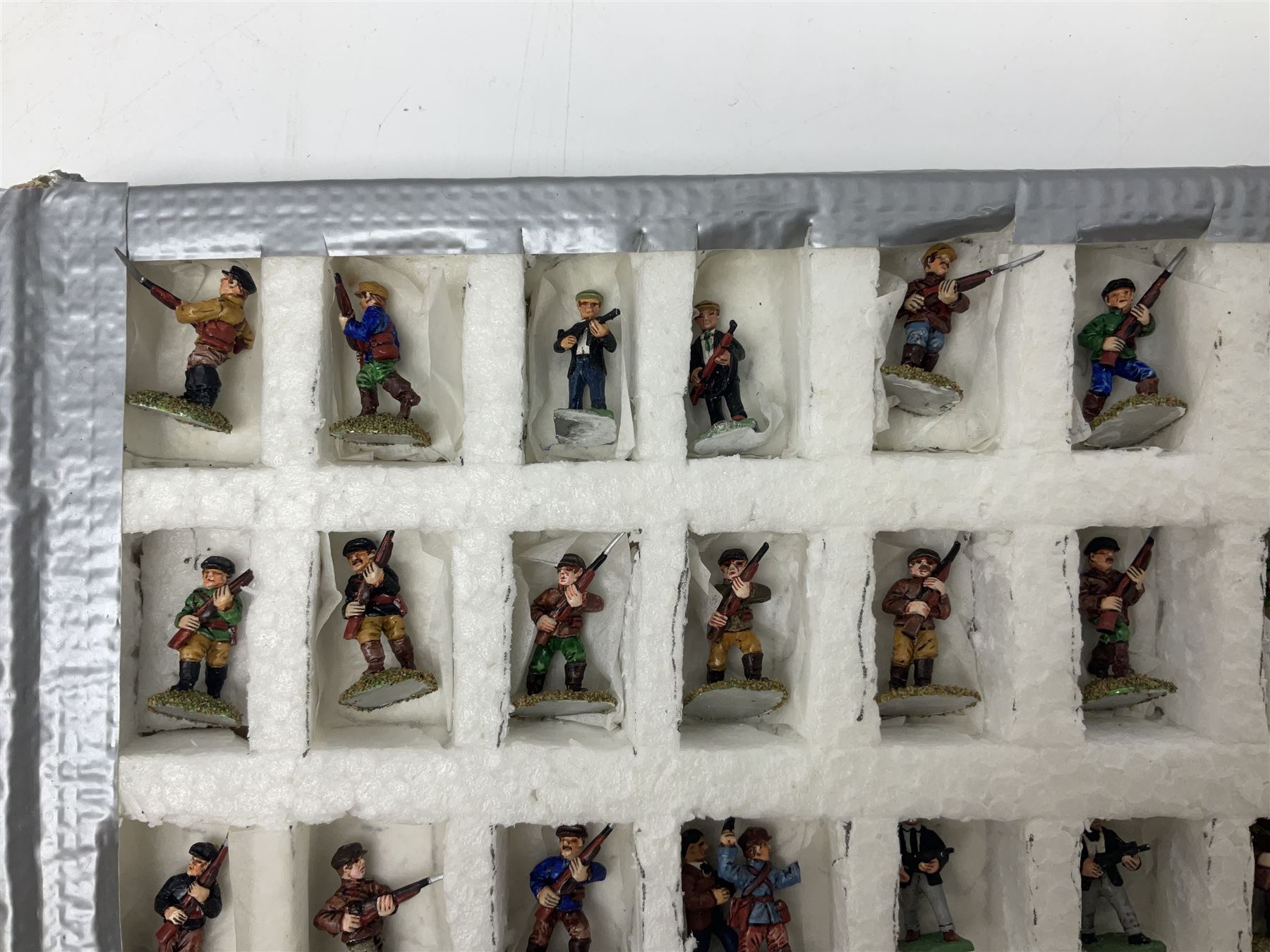 Lamming Miniatures - Bill Lammings own 1970s promotional display set of forty-four 25mm miniature Russian Partisans including female fighters; hand painted by Bill Lamming for exhibition.