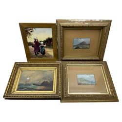 A Graham (British 19th century): Bamburgh Castle and Budle Bay, pair oils on board; A Brow...