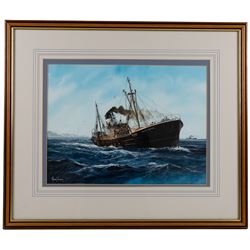 Adrian Thompson (British 1960-): The Kingston Diamond Trawler of Hull, watercolour signed 31cm x 41cm