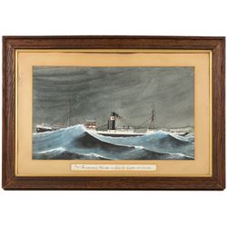 English School (20th century): 'SS Fylingdale Whitby in Gulf of Lyons - 1930', watercolour unsigned, titled on the mount 26cm x 45cm