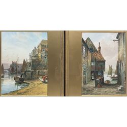 Albert Dunnington (British 1860-1928): Tin Ghaut and Whitby Harbour, pair watercolours signed 35cm x 25cm (2)