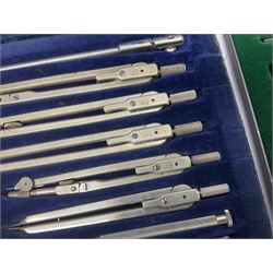 J Halden & Co cased drawing set, together with other cased drawing sets, including examples from prazision garantie and Kern Swiss 