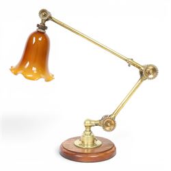 John Dugdill, early 20th century brass angle poise desk lamp, circa 1930's, with daisyhead...
