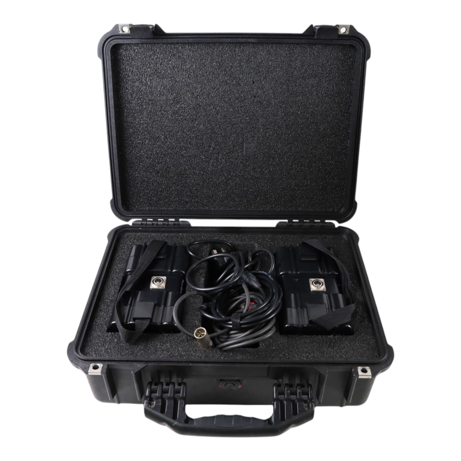 XB1-520 Block Battery Set, comprising two 14.4 volt 36Ah 520W block batteries, charger, two 4pin XLR cables and a D-Tap to 4pin cable