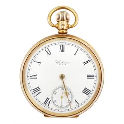 Early 20th century 9ct gold open face, keyless lever pocket watch by American Watch Compan...