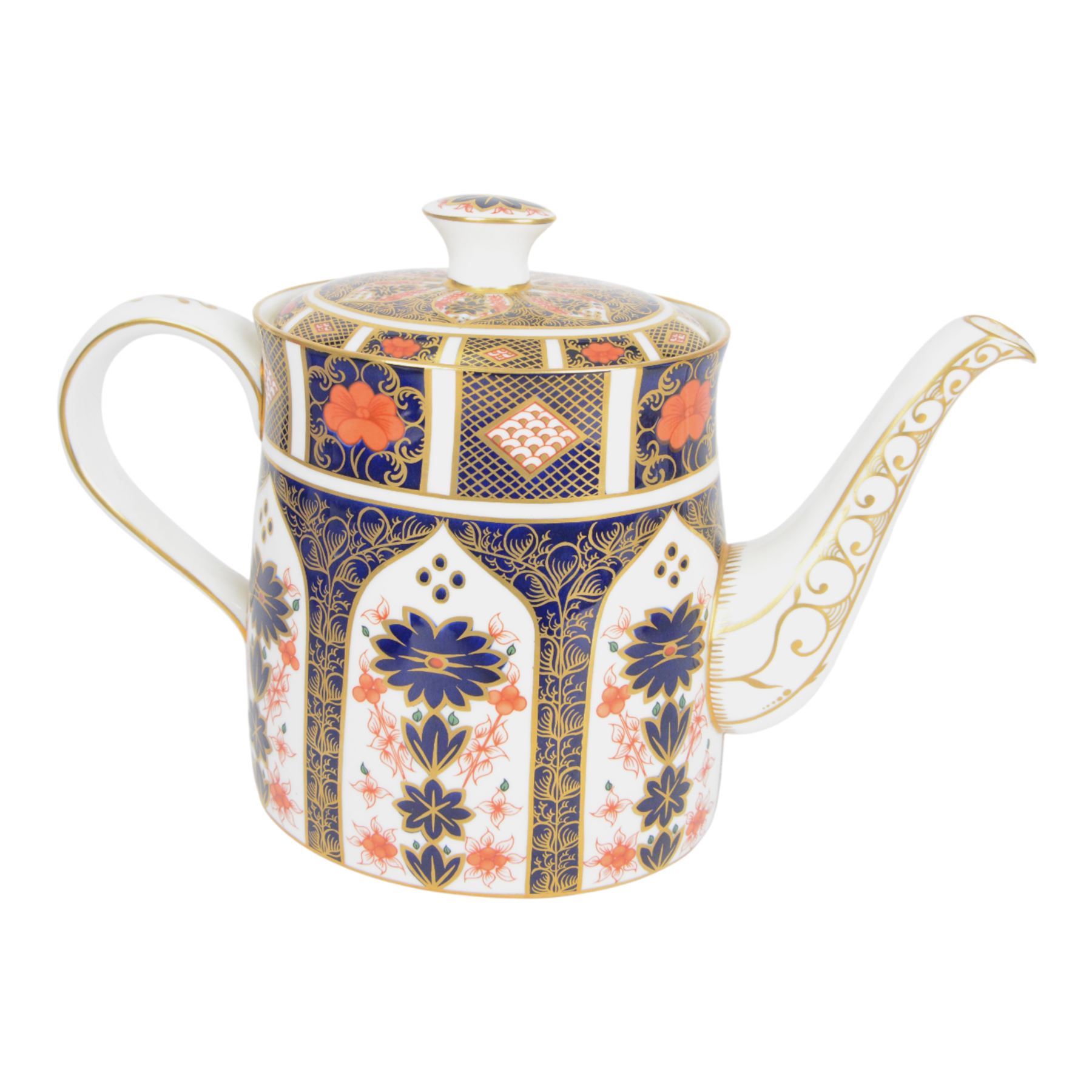Royal Crown Derby tea set, comprising teapot, milk jug and open sucrier, teapot H20cm 