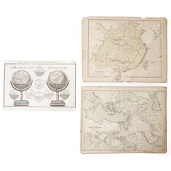 ‘Terrestrial Globe & Celestial Globe’, early 19th-century engraved plate from Bankes’ New System of Geography; together with W. & R. Chambers (British, fl. 19th century): ‘Map of the Countries Mentioned in the Bible’, engraved map with inset world maps pub. London & Edinburgh 1854; and W. & R. Chambers: ‘China’, 19th-century engraved map with hand-colouring (3) (unframed)