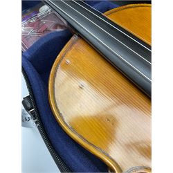 1920s continental large viola with 42cm two-piece maple back and ribs and wide grain sprucewood top with guarnerie sound holes, bears label 'Werner Alajos Budapest', overall length 69cm; in modern carrying case