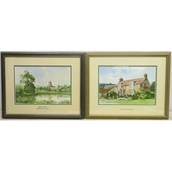 Don Micklethwaite (British 1936-): 'Wharram Percy' and 'Mowthorpe Cottage', pair watercolours signed, titled on the mounts 20cm x 31cm (2)