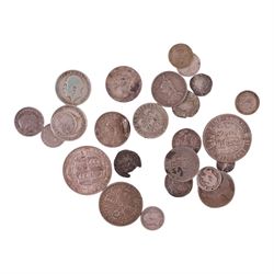 Approximately 100 grams of Great British pre-1920 silver coins, including some hammered, E...