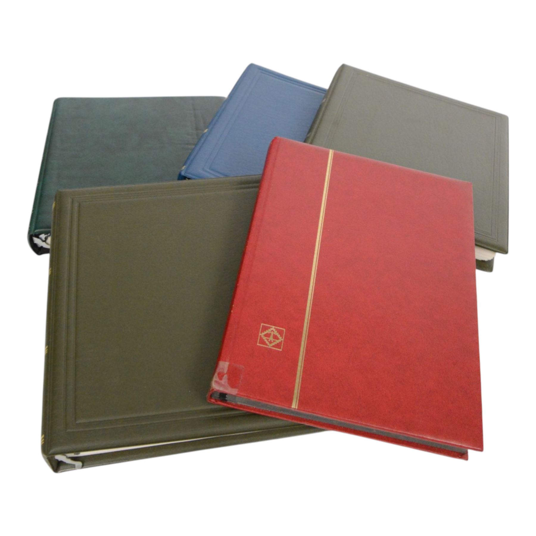 Great Britain stamps, Queen Victoria and later, including QV penny black with partial red MX cancel and three good margins, King Edward VII overprints, Queen Elizabeth II pre-decimal issues, many Queen Elizabeth II mint decimal stamps, etc, housed in four folders and one album