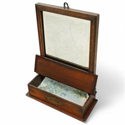 Set of two Georgian mirrors - Toilet mirror with drawer, Fret Mahogany design wall mirror, with hoho bird motif, (2) Wall mirror 74x34cm, Toilet Mirror 44x22cm 