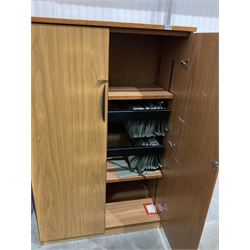 Two light oak two door office cabinets - THIS LOT IS TO BE COLLECTED BY APPOINTMENT FROM DUGGLEBY STORAGE, GREAT HILL, EASTFIELD, SCARBOROUGH, YO11 3TX