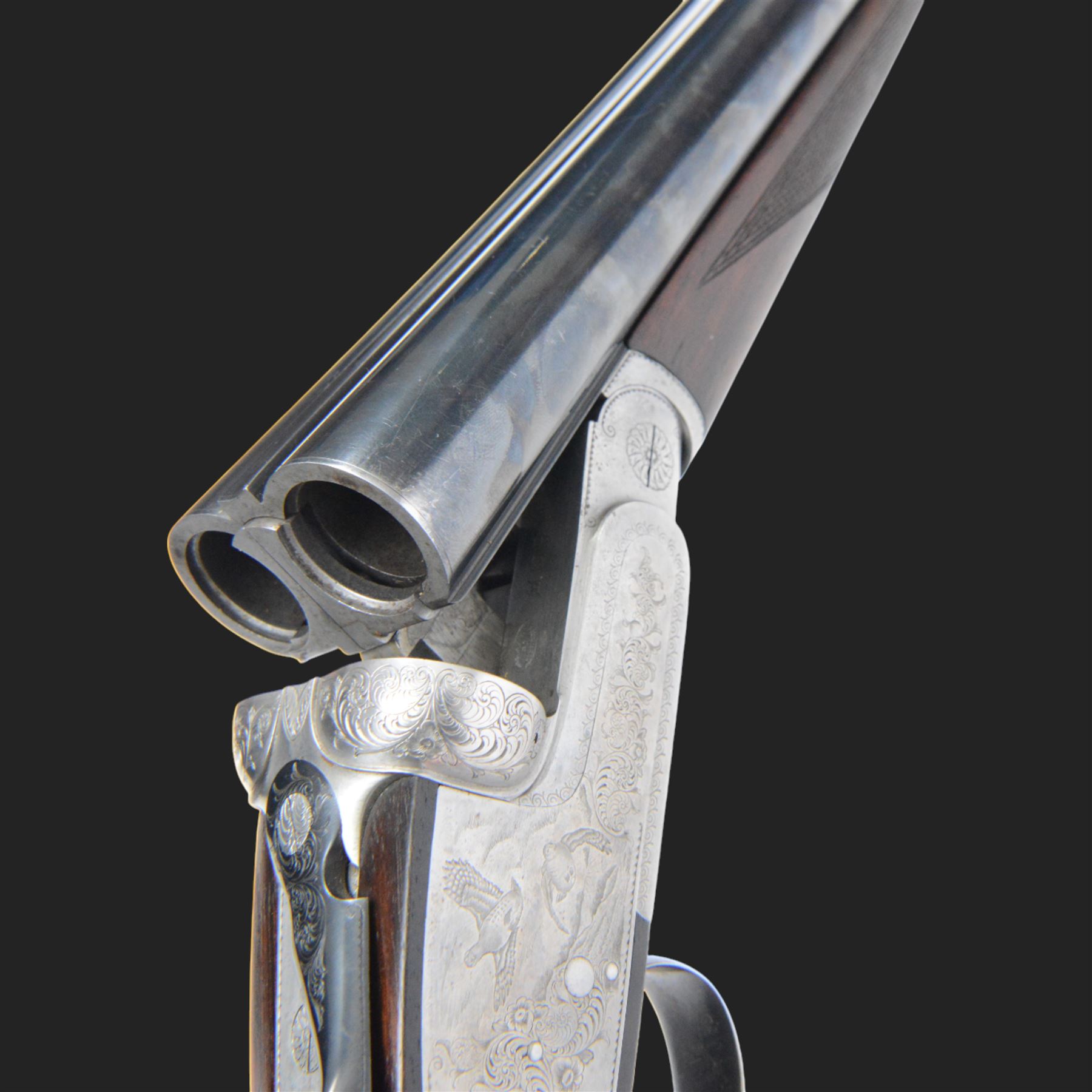 Giovanelli-engraved 12 bore double trigger side plate boxlock ejector, side by side double barrel shotgun with 69cm (27