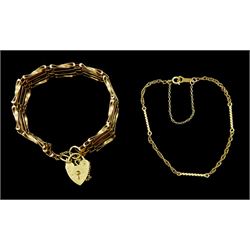  Gold four bar link bracelet and a gold twist bar link bracelet, both 9ct