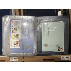 Approximately one hundred and fifteen Royal Mint coin covers, in two ring binder folders and loose, together with approximately 53 grams of Great British pre-1920 and approximately 68 grams of Great British pre-1947 silver threepence coins, and a small quantity of further pre-decimal coins