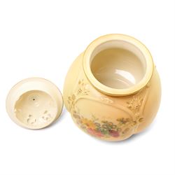 Royal Worcester two handled baluster vase painted with roses H19cm date code 1898, Worcester blush ivory pot pourri decorated with flowers, two blush ivory jugs, a similar vase H15cm and a miniature loving cup