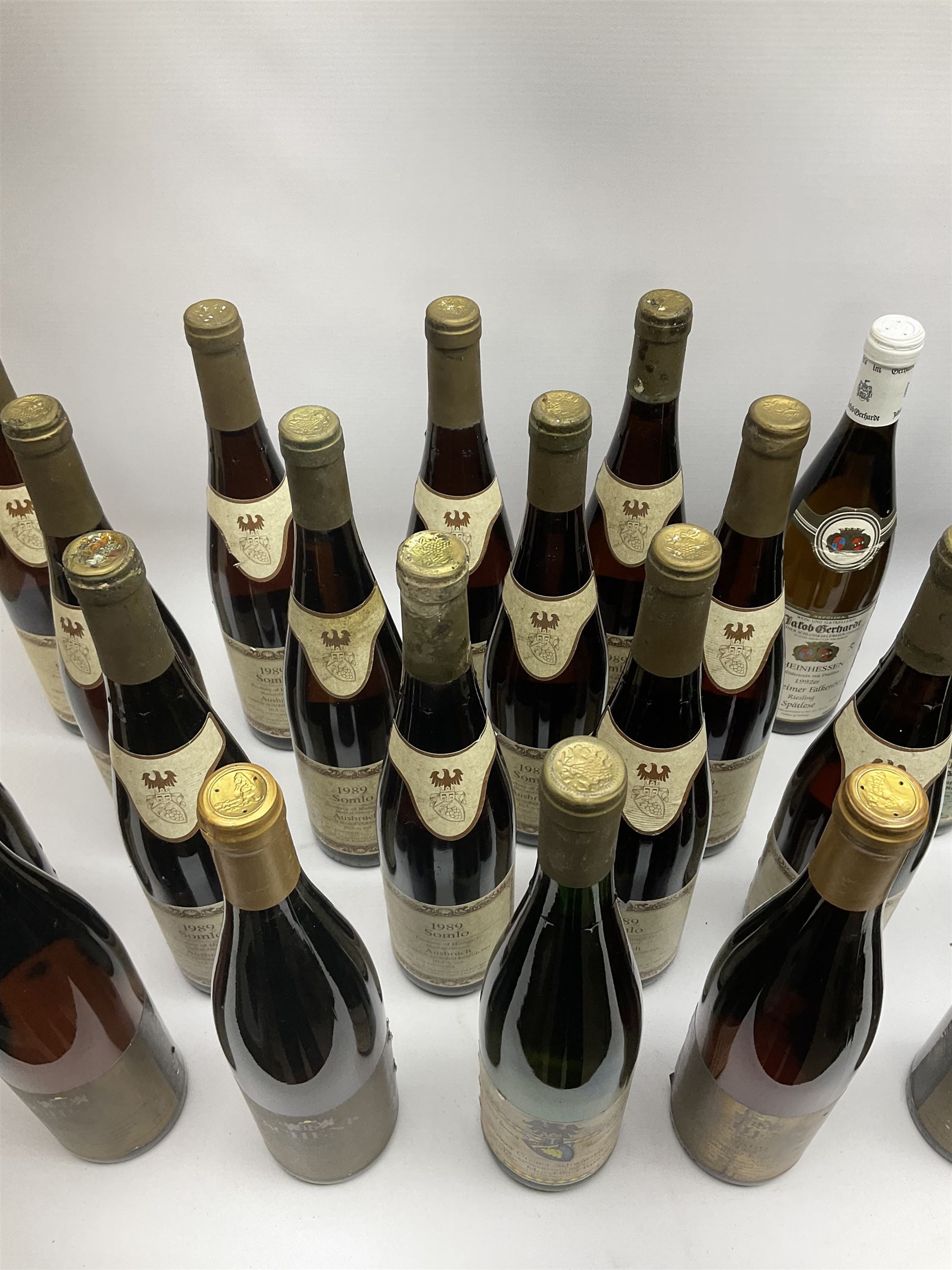 Mixed alcohol including Pieroth 1988 Bad Durkheimer Feuerberg 750ml, 10%vol, Ausbruch Muskat-Ottonel 1989 Somlo 750ml, 10.5%vol, Pieroth Blue 1991 Qualitatswein Nahe 750ml, 9.5%vol etc, various contents and proofs, 36 bottles