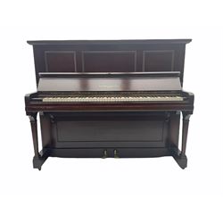 John Broadwood & Sons London upright piano, iron framed and overstrung movement, in mahogany case