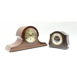 Early 20th century mahogany cased mantel clock, silvered Roman dial, triple train driven chiming movement and an early 20th century 'Smiths' bakelite mantel clock 