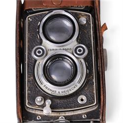Two Rollei Franke & Heidecke Rolleiflex medium format TLR cameras, one serial no. 1059268 with Compur-Rapid Xenar f:3.5 F=7.5cm Schneider-Kreuznach les serial no. 1901591, the second serial no. 1061648 with Compur-Rapid Carl Zeiss Jena Tessar 1:3.5 F=7.5 lens serial no.3028466, both in leather Rolleiflex cases