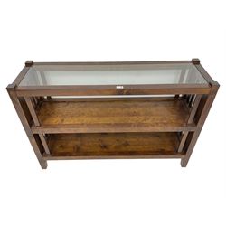 Laura Ashley - Garrat 'Henley' rectangular console table, glass top over two under tiers with slatted sides