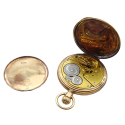  Elgin early 20th century 9ct gold full hunter pocket watch top wound, No. 18741683, case by Keysone USA, Chester import mark 1914   
