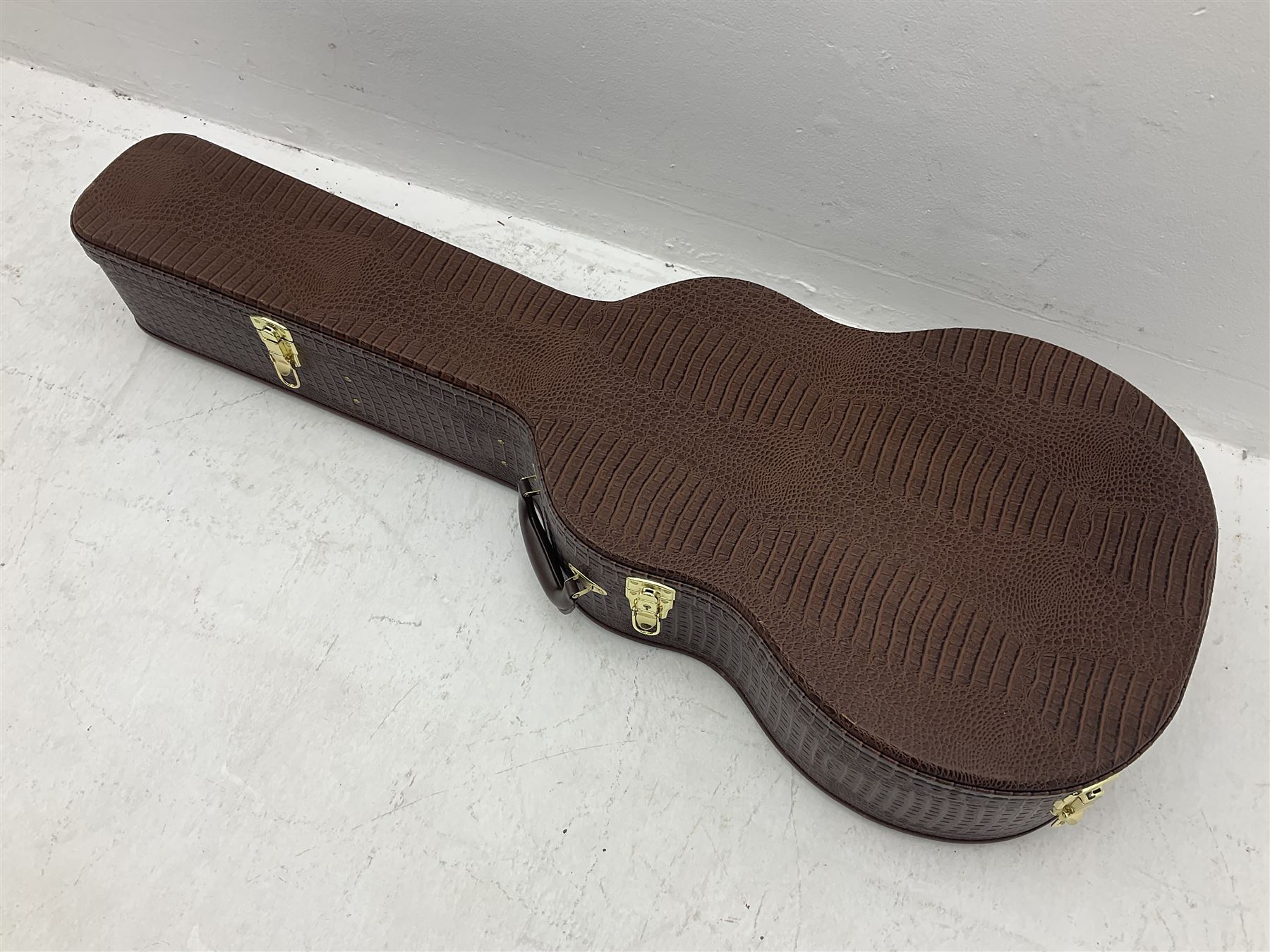 Marlin Classic acoustic guitar model MC1 in green and red L100cm; in simulated reptile skin hard carrying case